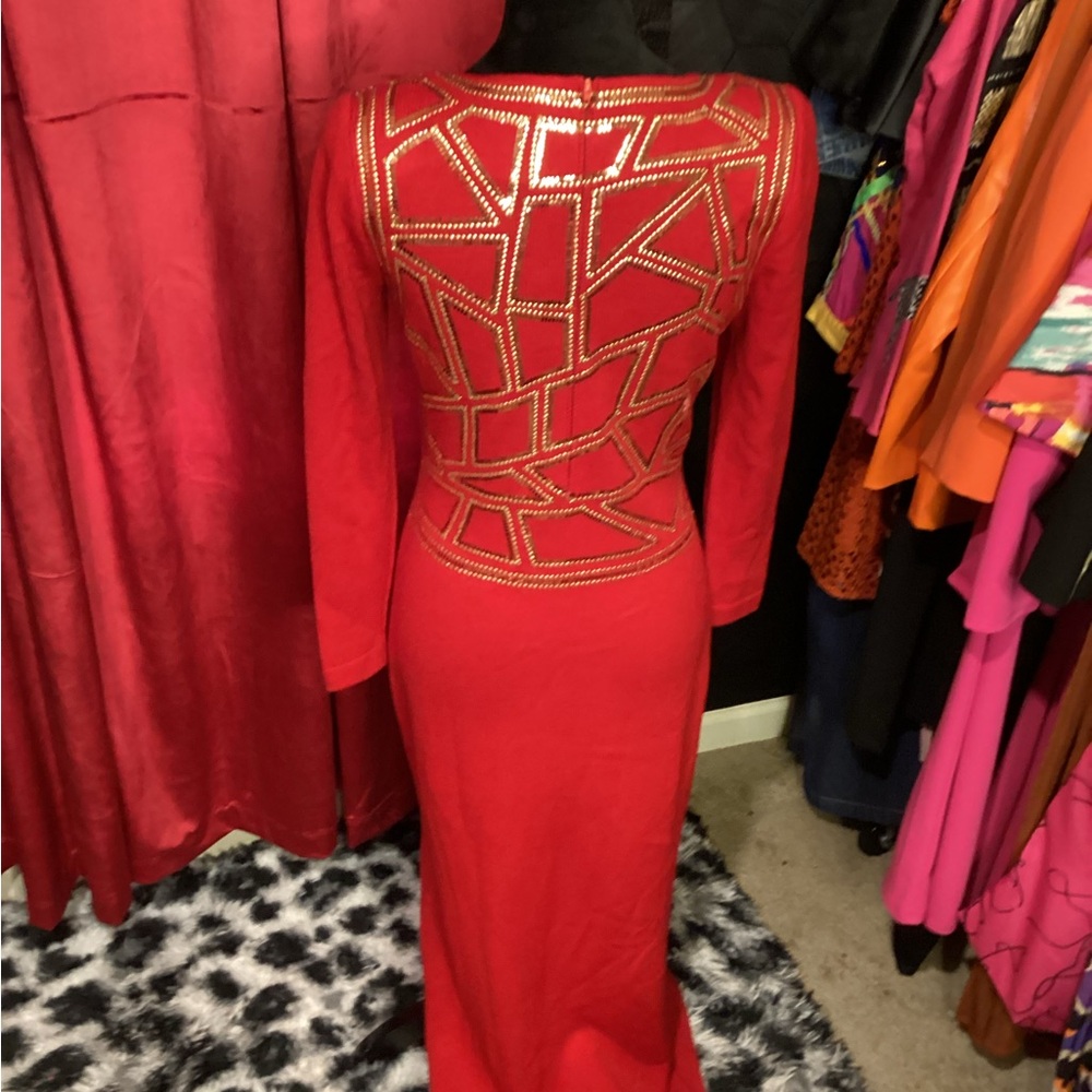 Vintage st John Elegant Red Geometric Dress